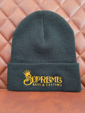 Black beanie with  Hoodrich gold lettering