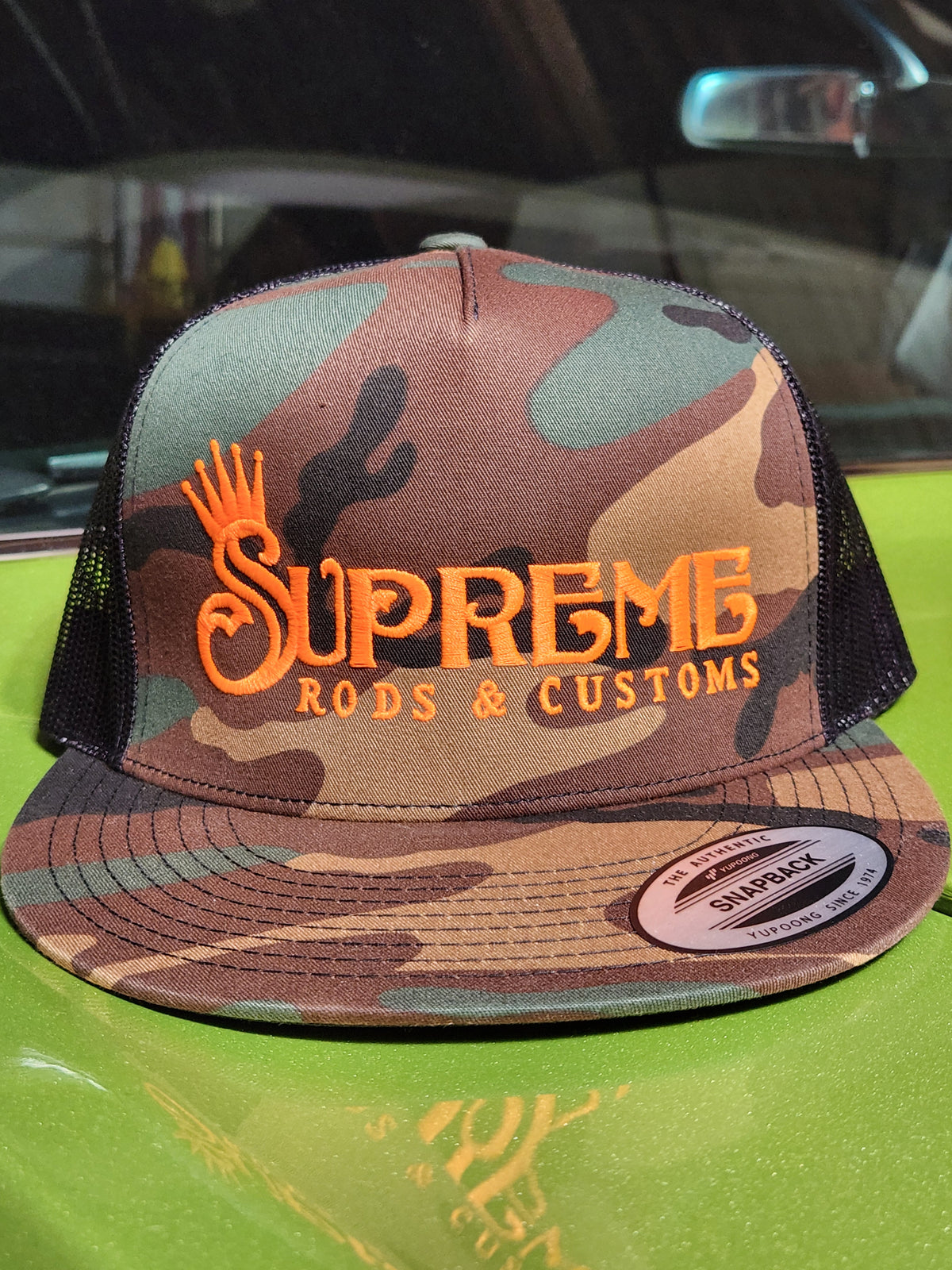 Buckshot orange camo snap back